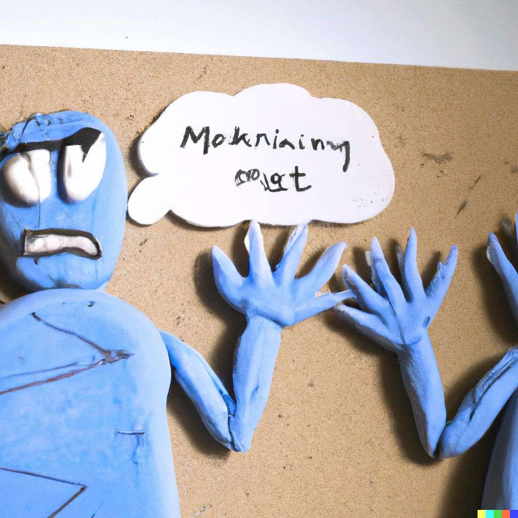 a representation of anxiety, claymation cartoon